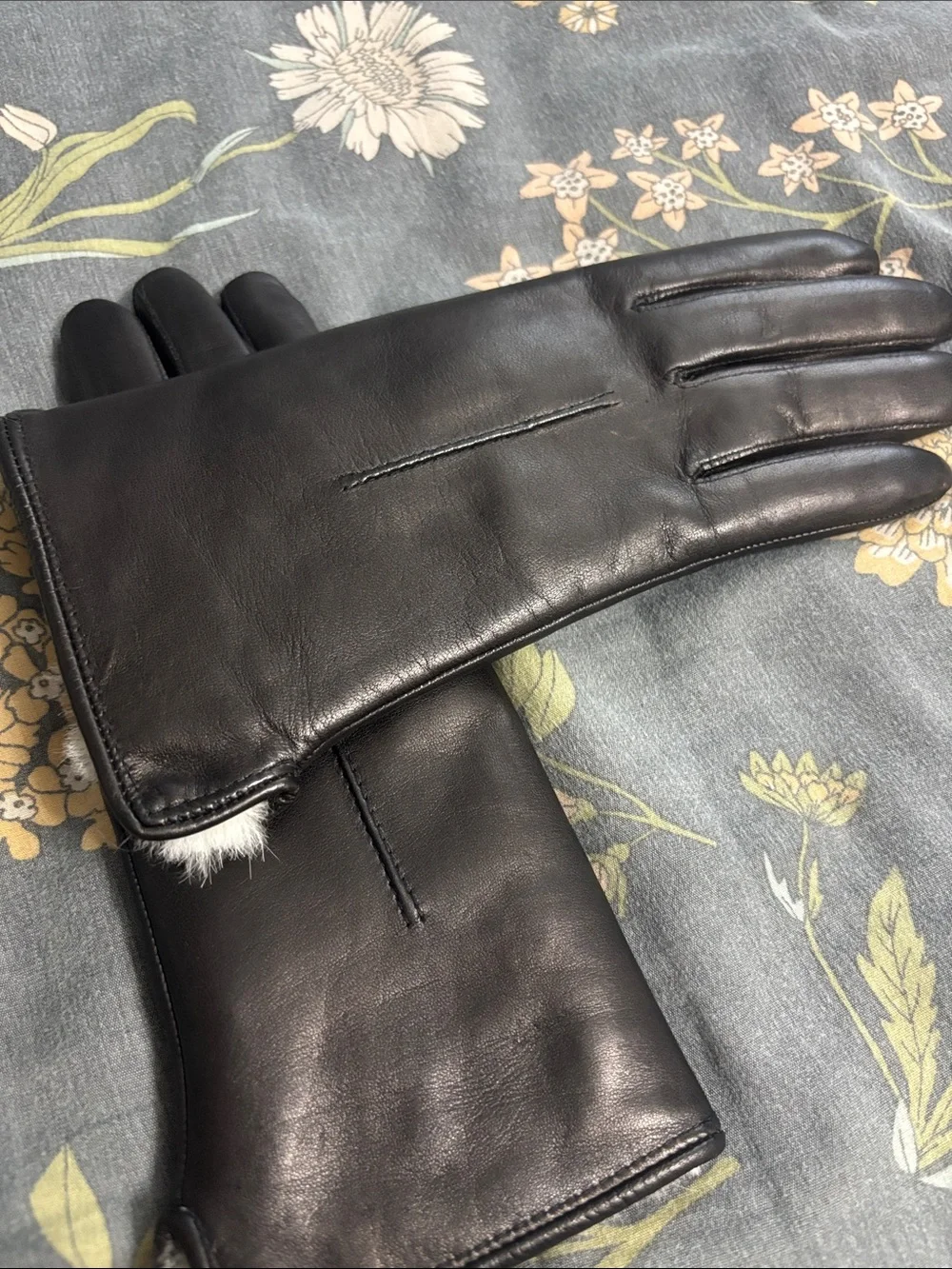 Fratelli Orsini Francesca Italian Lambskin Leather & Rabbit Fur Gloves 6.5/Small
